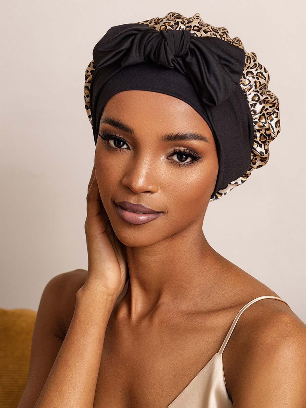 [Leopard] SilkSilky-DE Reine Seide Sleep Cap 003