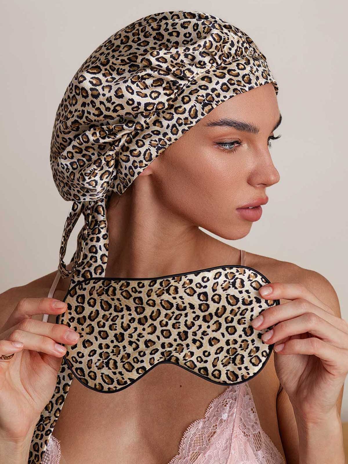 SilkSilky-DE Reine Seide Sleep Cap Leopard 005