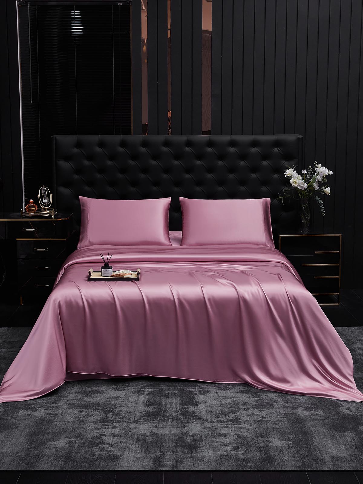[Blasses Mauve] SilkSilky-DE 25Momme Reine Seide Bedding Set 001,