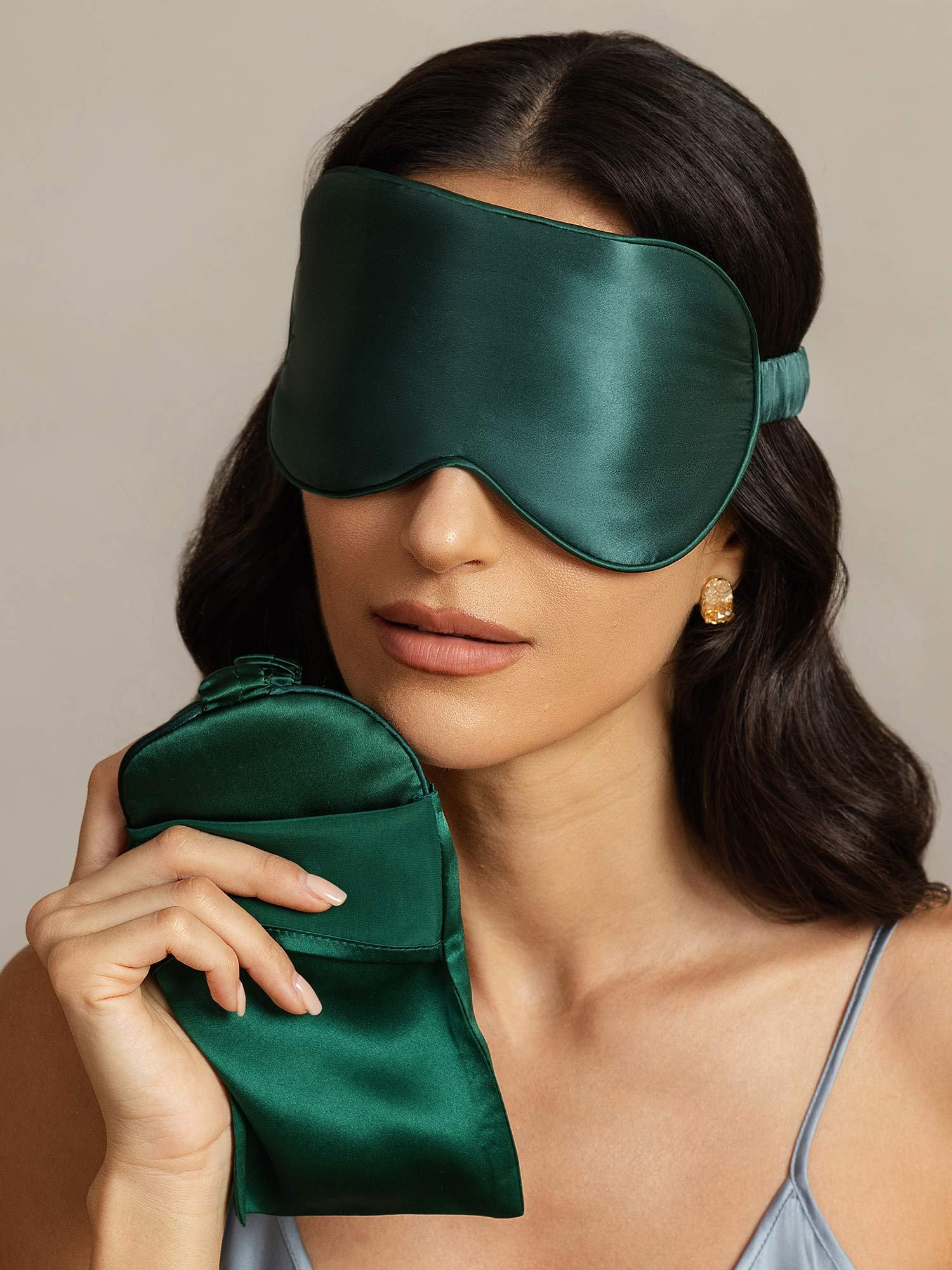 [Dunkelgrün] SilkSilky-DE Reine Seide Eye Mask 003