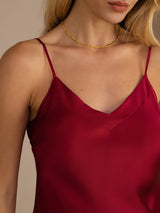 [Rotwein] SilkSilky-DE Sleeveless V Neck Cami Top 004