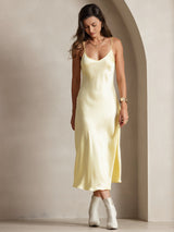 [Hellgelb] SilkSilky-DE Sleeveless V Neck Nachthemden 005