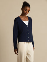 [Dunkelblau] SilkSilky-DE Long Sleeve Damen Cardigan 001