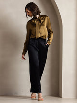 [Schwarz] SilkSilky-DE 19Momme Seide Womens Pants 007
