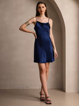 [Dunkelblau] SilkSilky-DE Sleeveless Cowl Neck Kleider 007