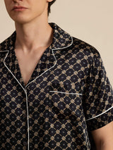 [Schwarze Kette] SilkSilky-DE Kurzärmelig Notch-Kragen Herren Pyjamas 004