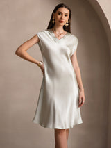 [Hellgrün] SilkSilky-DE Cap Sleeve V Neck Nachthemden 003