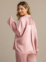 [Pfirsichhaut] SilkSilky-DE 19Momme Langärmelig Notch-Kragen Damen Pyjamas 005