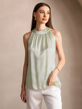 [Hellgrün] SilkSilky-DE Sleeveless Halter T-Shirt 001