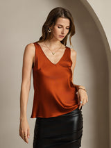 [Karamell] SilkSilky-DE Sleeveless V Neck Cami Top 006