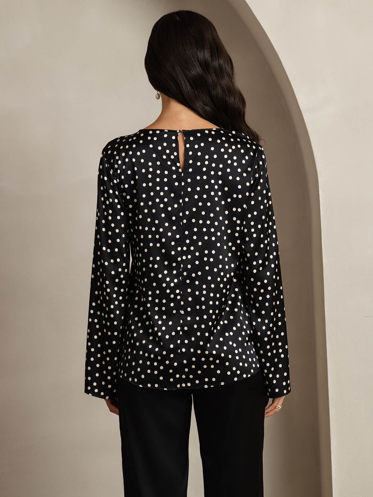 [Punktmuster] SilkSilky-DE 19Momme Seide Womens T-Shirt 002