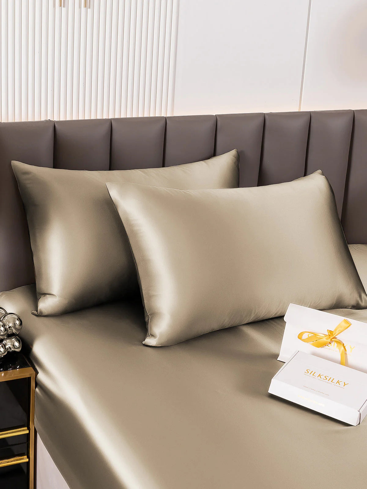 [Khaki] SilkSilky-DE 19Momme Reine Seide Pillowcase 003