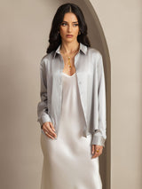 [Hellgrau] SilkSilky-DE Long Sleeve Lapel Collar Damenhemd 007