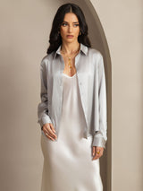 [Hellgrau] SilkSilky-DE Long Sleeve Lapel Collar Damenhemd 007