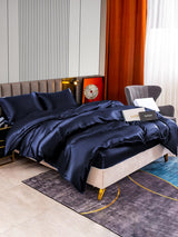 [Dunkelblau] SilkSilky-DE 22Momme Reine Seide Bedding Set 003,