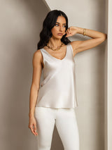 [Hellgrau] SilkSilky-DE Sleeveless V Neck Cami Top 007
