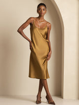 [Braun] SilkSilky-DE Sleeveless U Ausschnitt Kleider 003