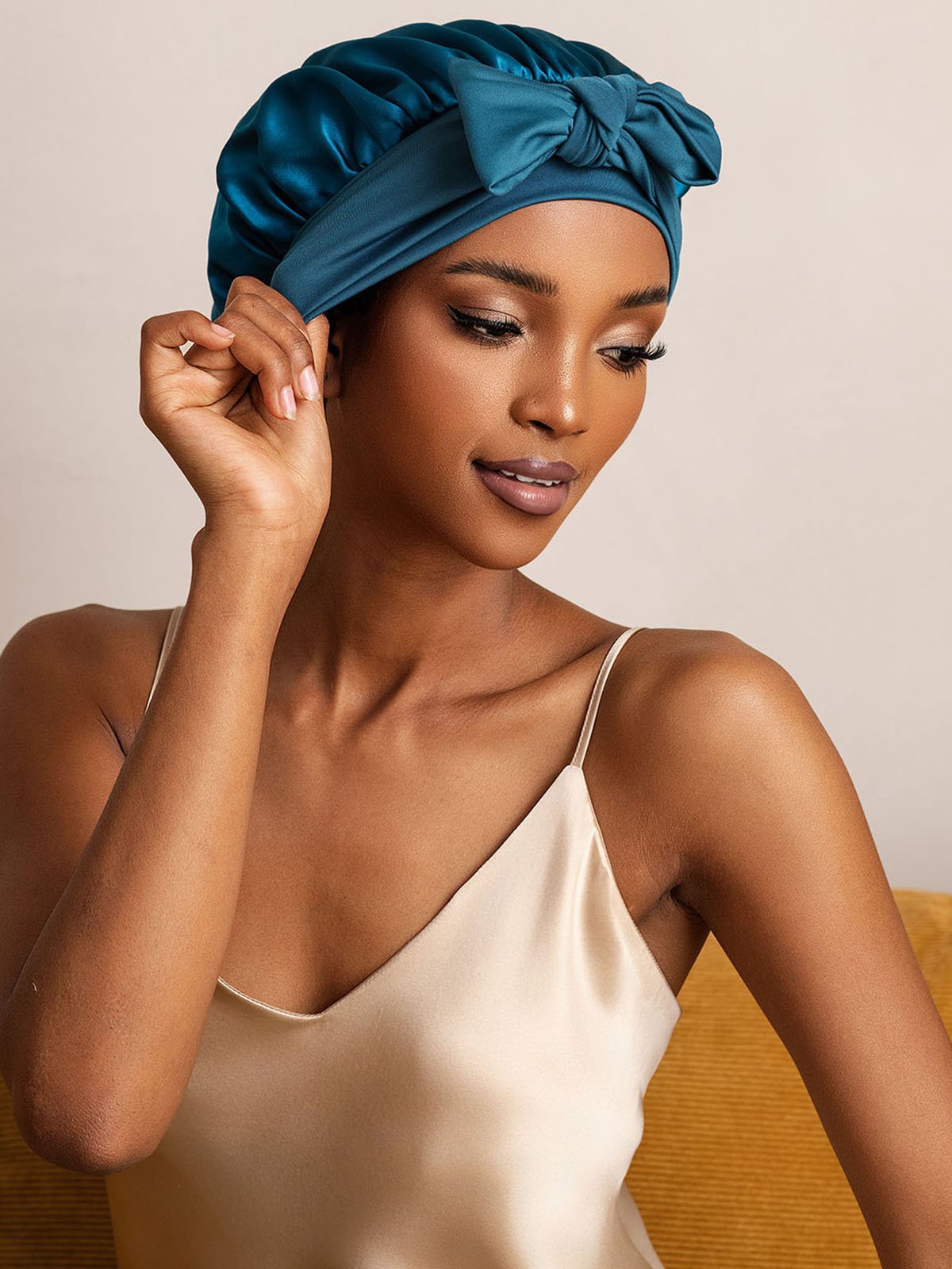 [Violett] SilkSilky-DE Reine Seide Sleep Cap 003,