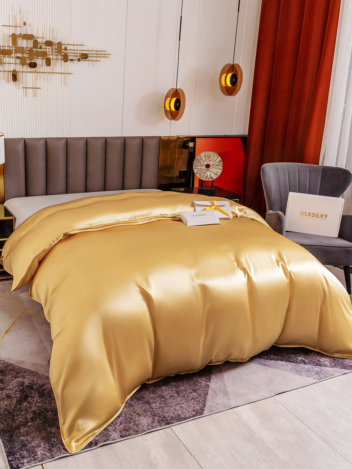 [Champagner] SilkSilky-DE 19Momme Reine Seide Duvet Cover 003