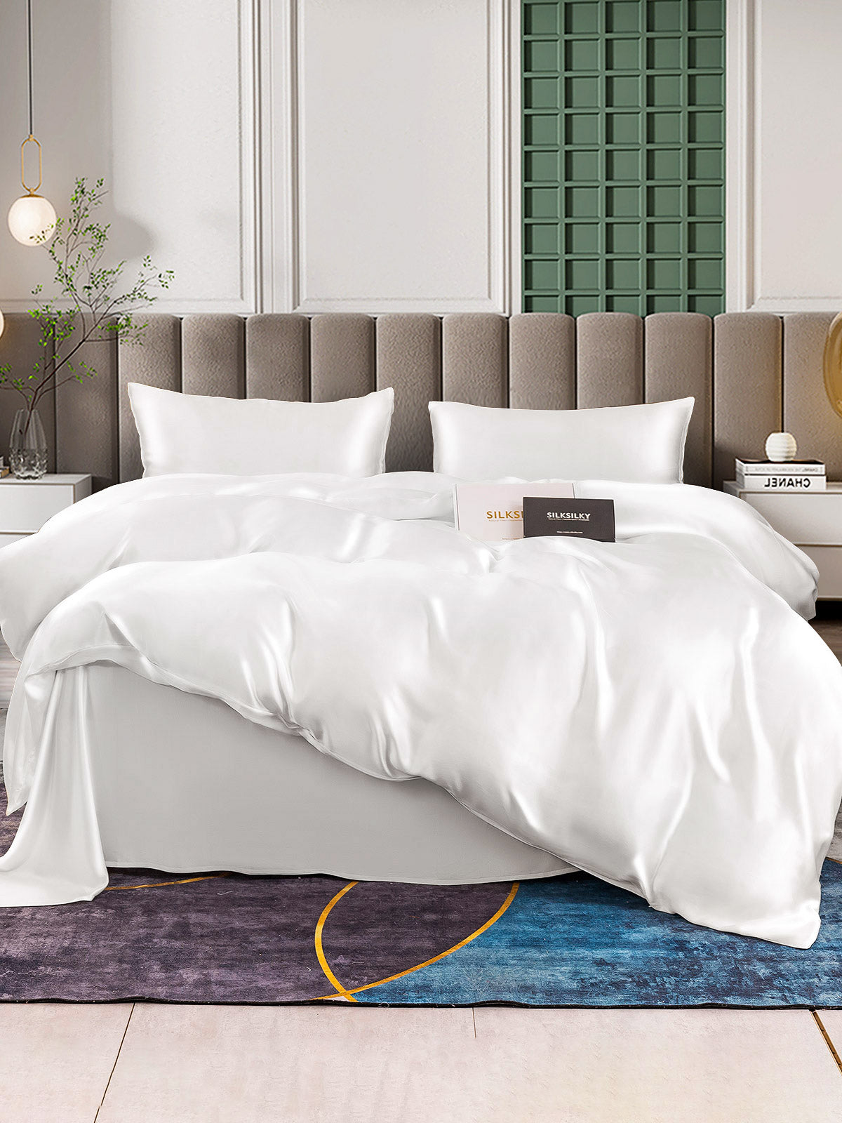 [Weiß] SilkSilky-DE 25Momme Reine Seide Bedding Set 001