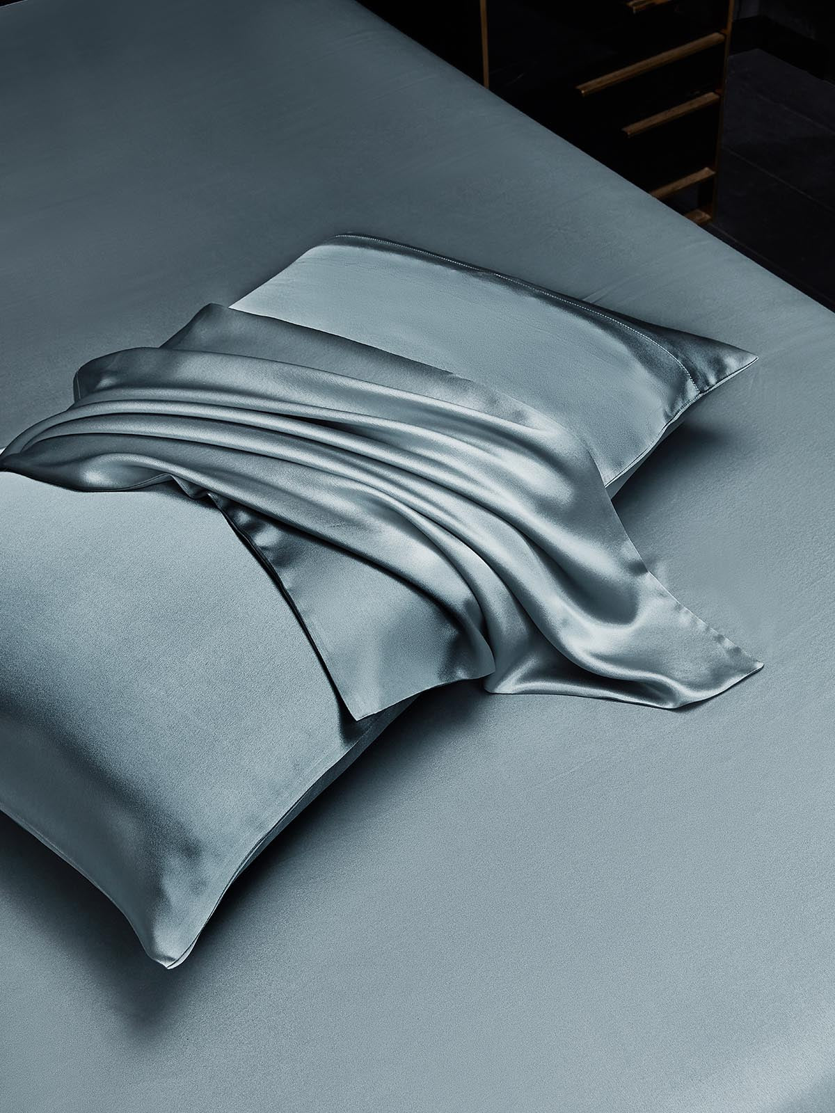 [Graublau] SilkSilky-DE 22Momme Reine Seide Pillowcase 003