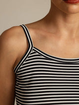 [Schwarzer Streifen] SilkSilky-DE Spaghettiträger Square Neck Cami Top 007
