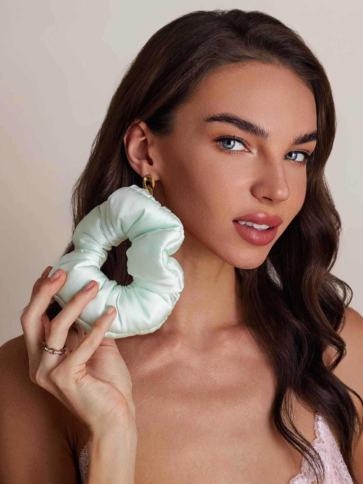 [Mintgrün] SilkSilky-DE Reine Seide Scrunchie 003