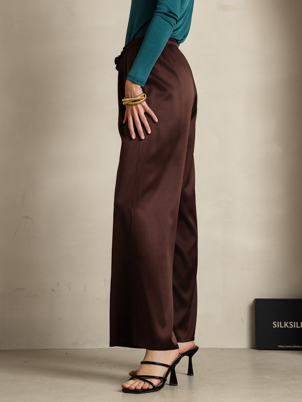 [Kaffee] SilkSilky-DE Reine Seide Womens Pants 006