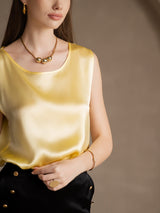 [Hellgelb] SilkSilky-DE Sleeveless Round Neck Cami Top 003