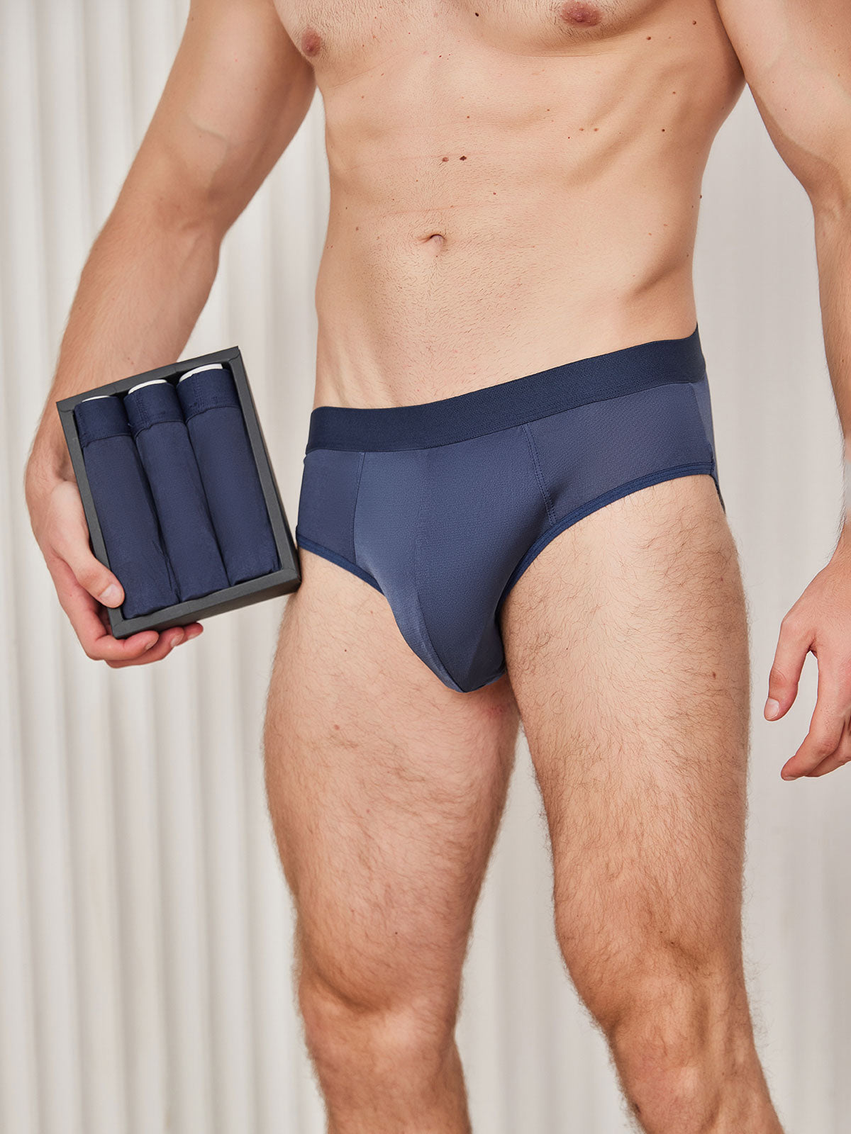 [Dunkelblau] SilkSilky-DE Reine Seide Mens Underwear 002