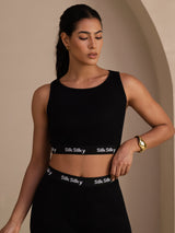 [Schwarz] SilkSilky-DE Sleeveless Crew Neck Women's Outfit Sets 004
