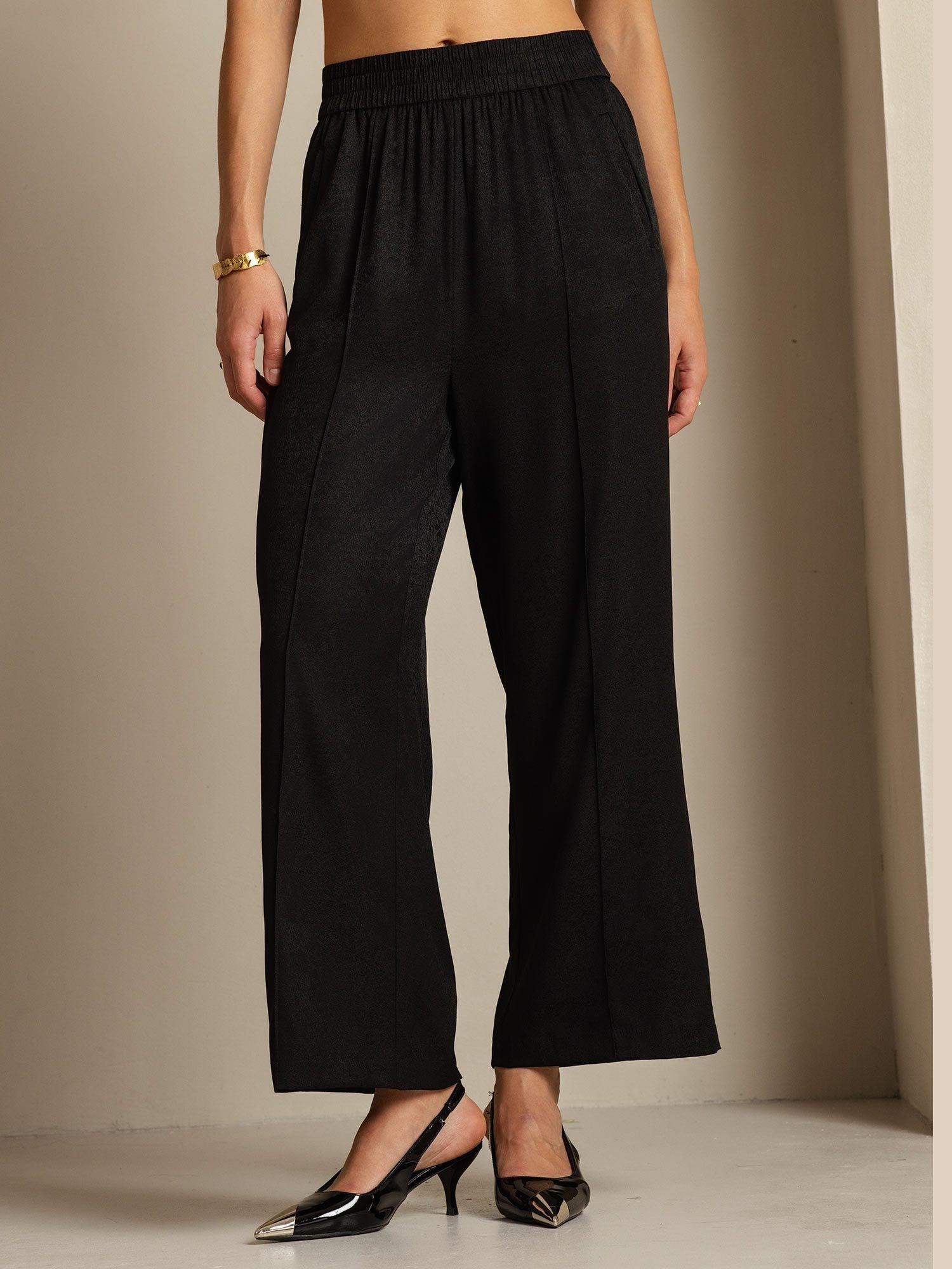 [Schwarz] SilkSilky-DE 22Momme Seide Womens Pants 005