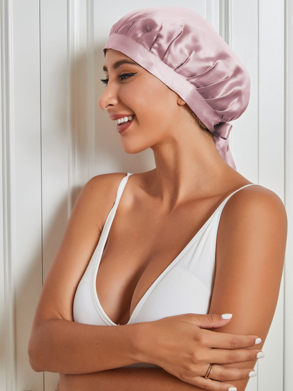 [Blasses Mauve] SilkSilky-DE Reine Seide Sleep Cap 002