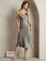 [Graugrün] SilkSilky-DE Sleeveless Kleider 003