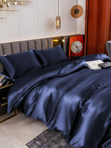 [Dunkelblau] SilkSilky-DE 19Momme Reine Seide Bedding Set 006