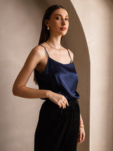[Dunkelblau] SilkSilky-DE Spaghetti Strap Cami Top 003
