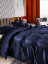 [Dunkelblau] SilkSilky-DE 22Momme Reine Seide Bedding Set 005,
