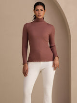 [Cameo Rose] SilkSilky-DE Long Sleeve Turtle Neck T-Shirt 004