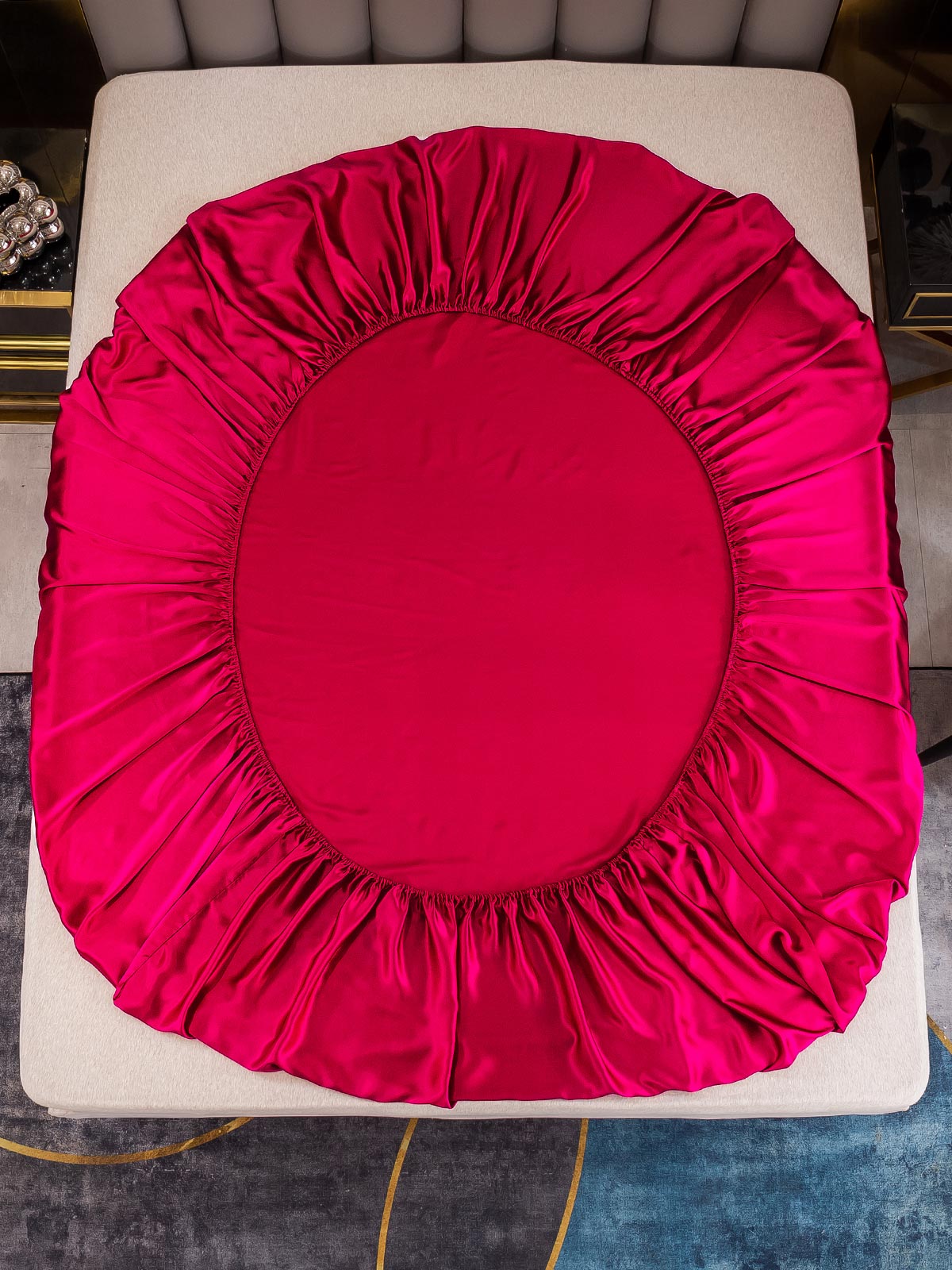 [Rotwein] SilkSilky-DE 19Momme Reine Seide Sheet 003