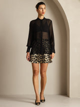 [Schwarz] SilkSilky-DE Reine Seide Womens Shirt 008