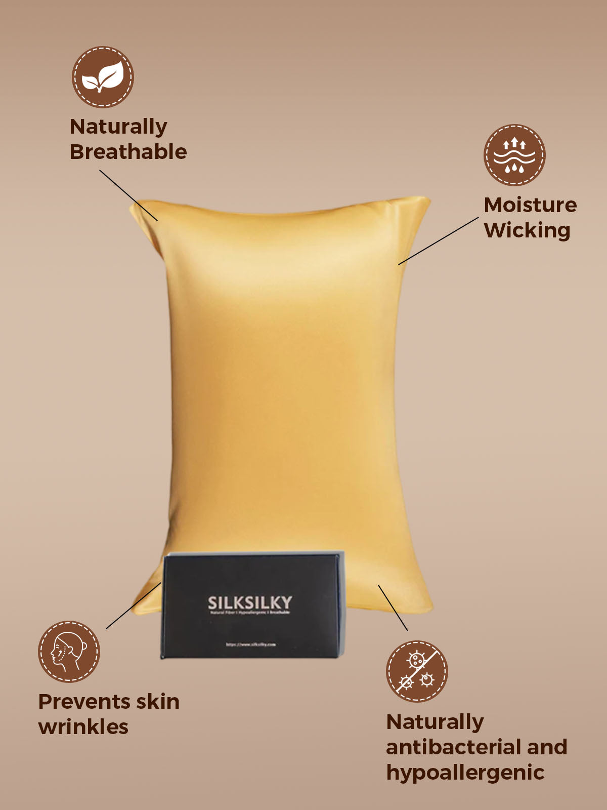 [Champagner] SilkSilky-DE 22Momme Reine Seide Pillowcase 002