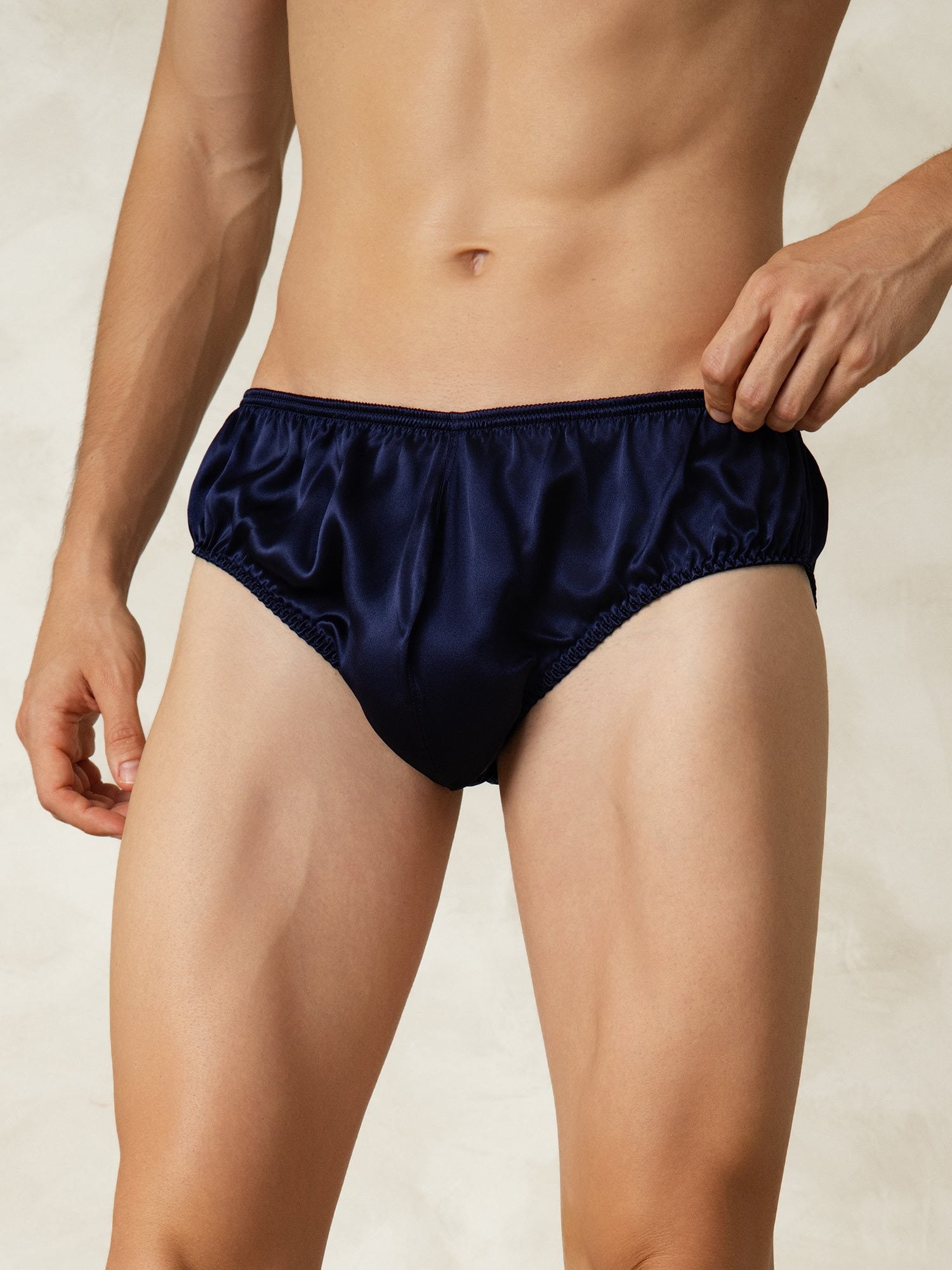 [Dunkelblau] SilkSilky-DE Reine Seide Mens Underwear 001