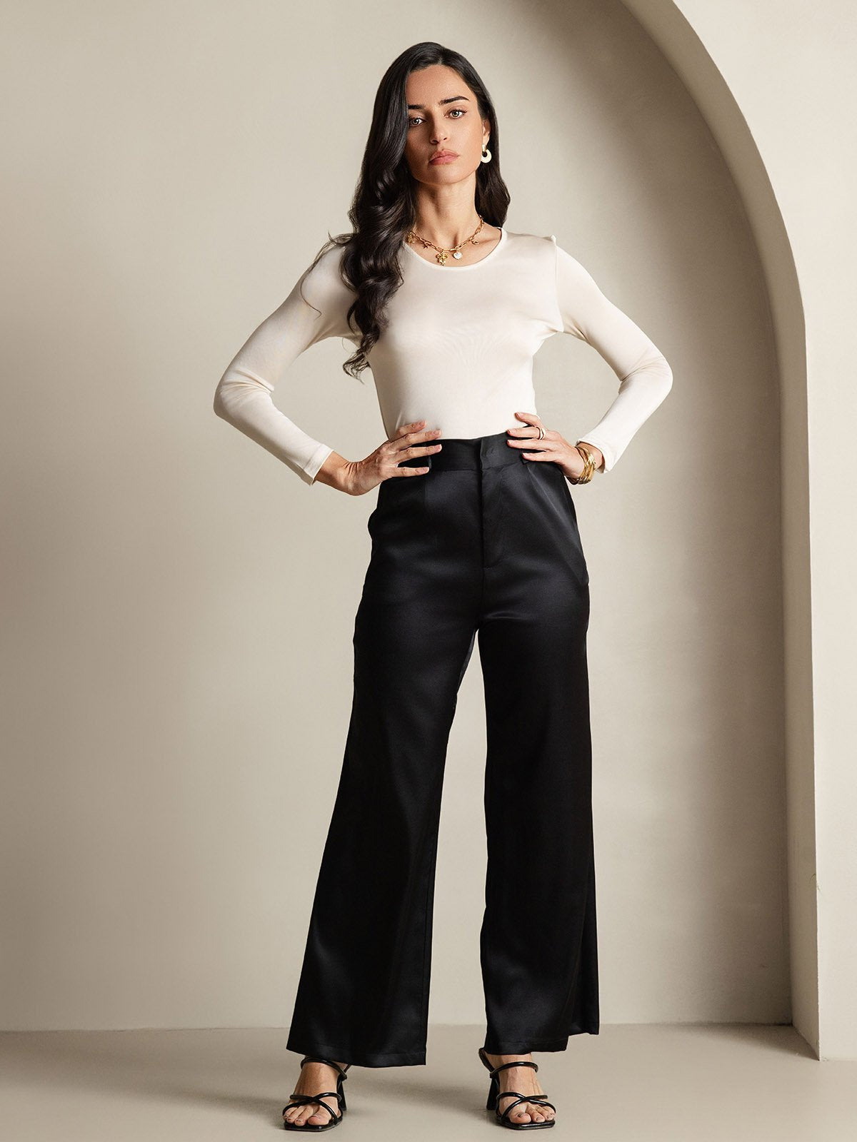 [Beige] SilkSilky-DE Seide Womens T-Shirt 008,