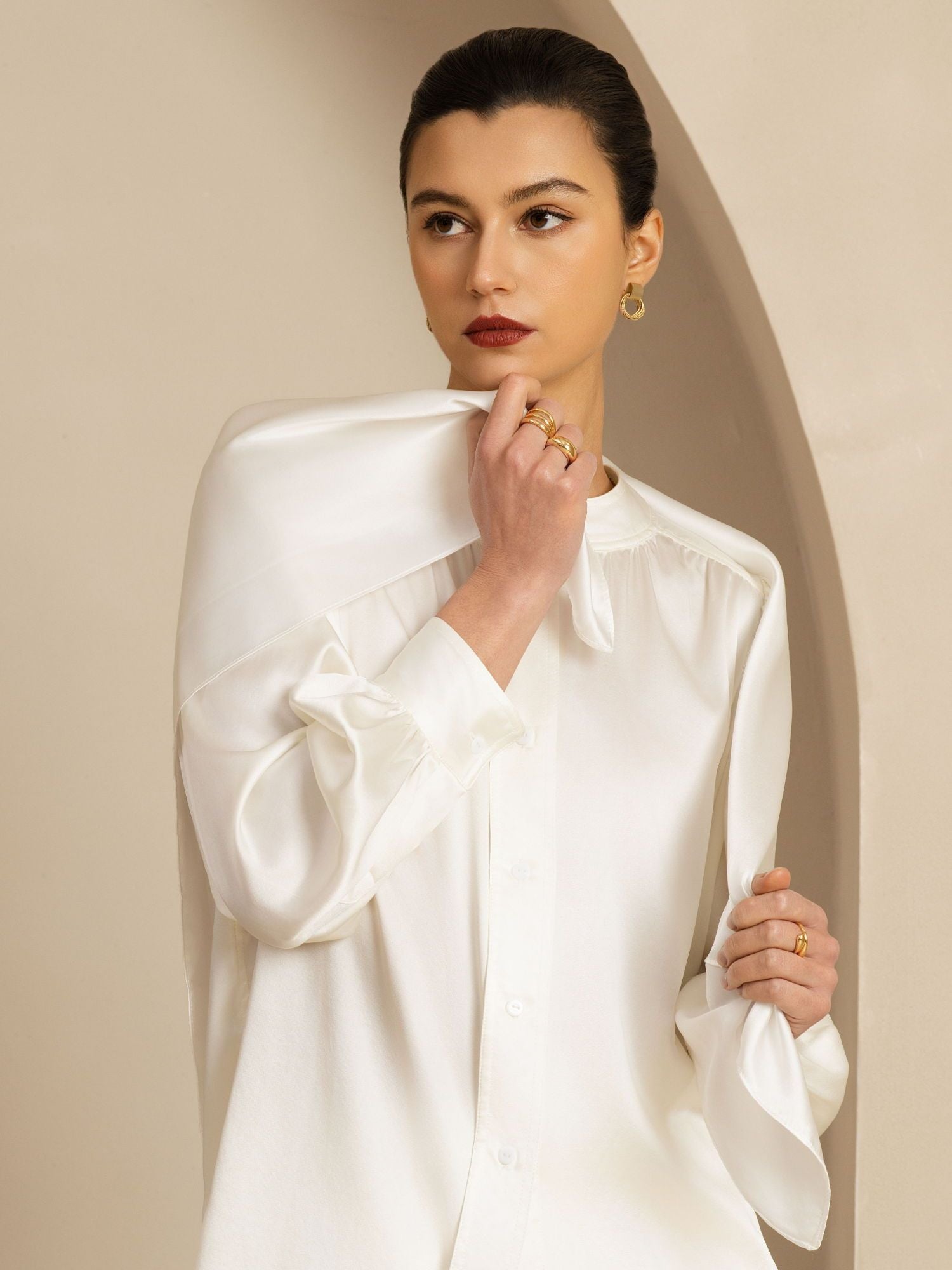 [Weiß] SilkSilky-DE Pure Silk Scarf 001