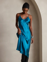 [König Blau] SilkSilky-DE Sleeveless V Neck Kleider 003