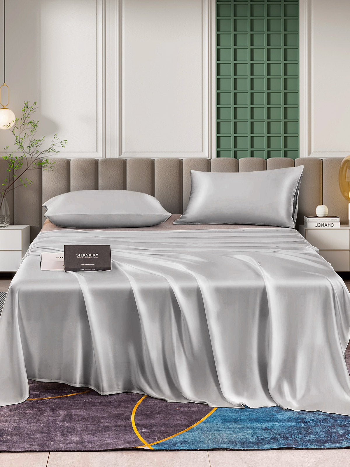 [Silber] SilkSilky-DE 25Momme Reine Seide Bedding Set 002,
