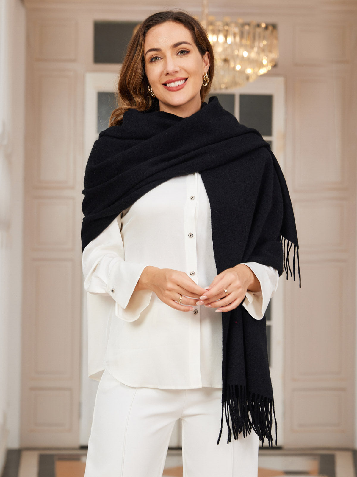 [Schwarz] SilkSilky-DE Wolle Scarf 003