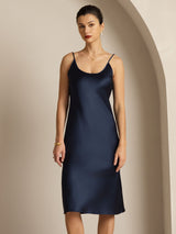 [Dunkelblau] SilkSilky-DE Sleeveless U Ausschnitt Kleider 006