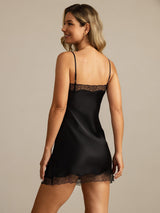 [Schwarz] SilkSilky-DE Reine Seide Nightgown 002