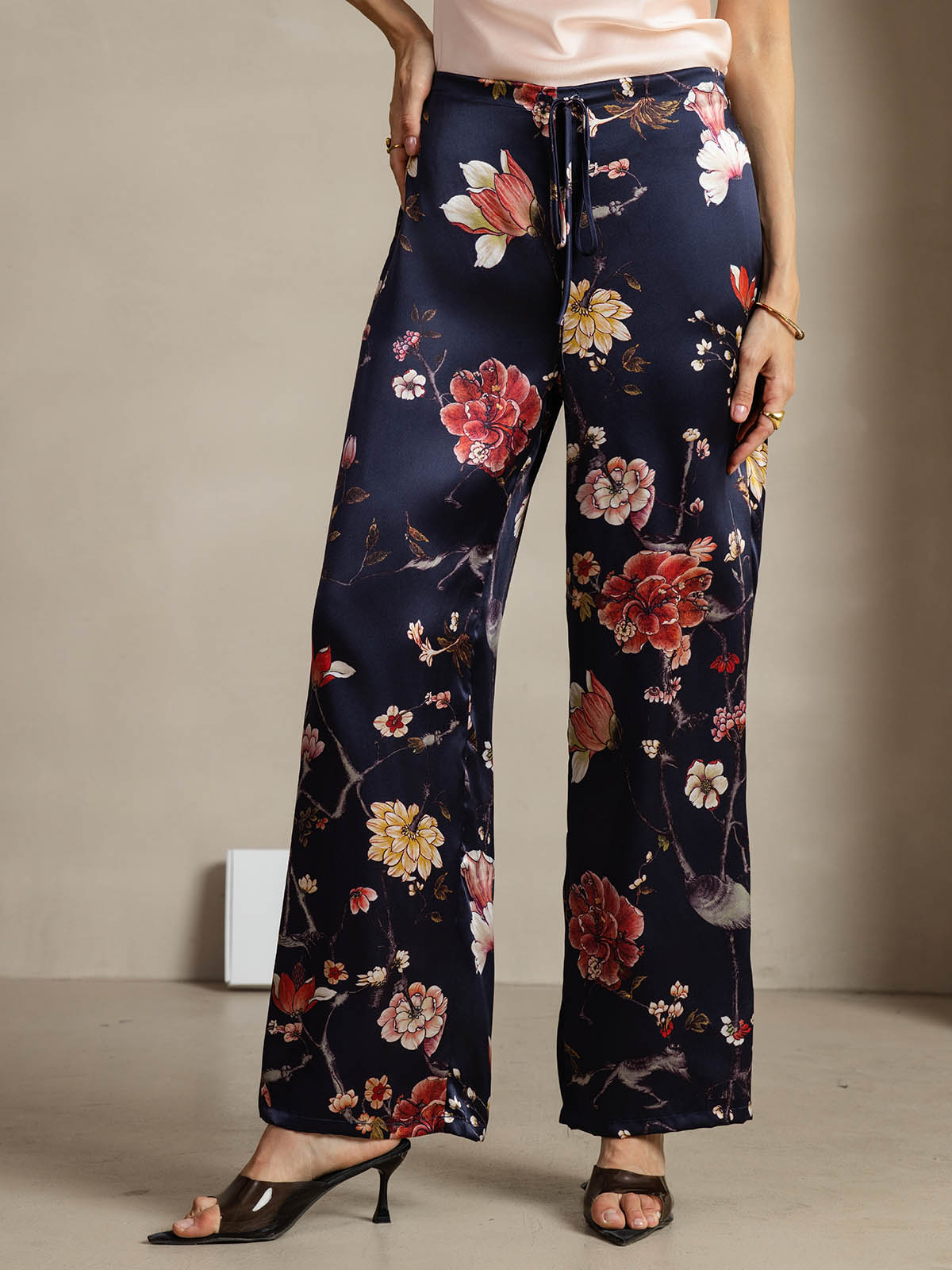 [Marine Blumen] SilkSilky-DE 19Momme Seide Womens Pants 001
